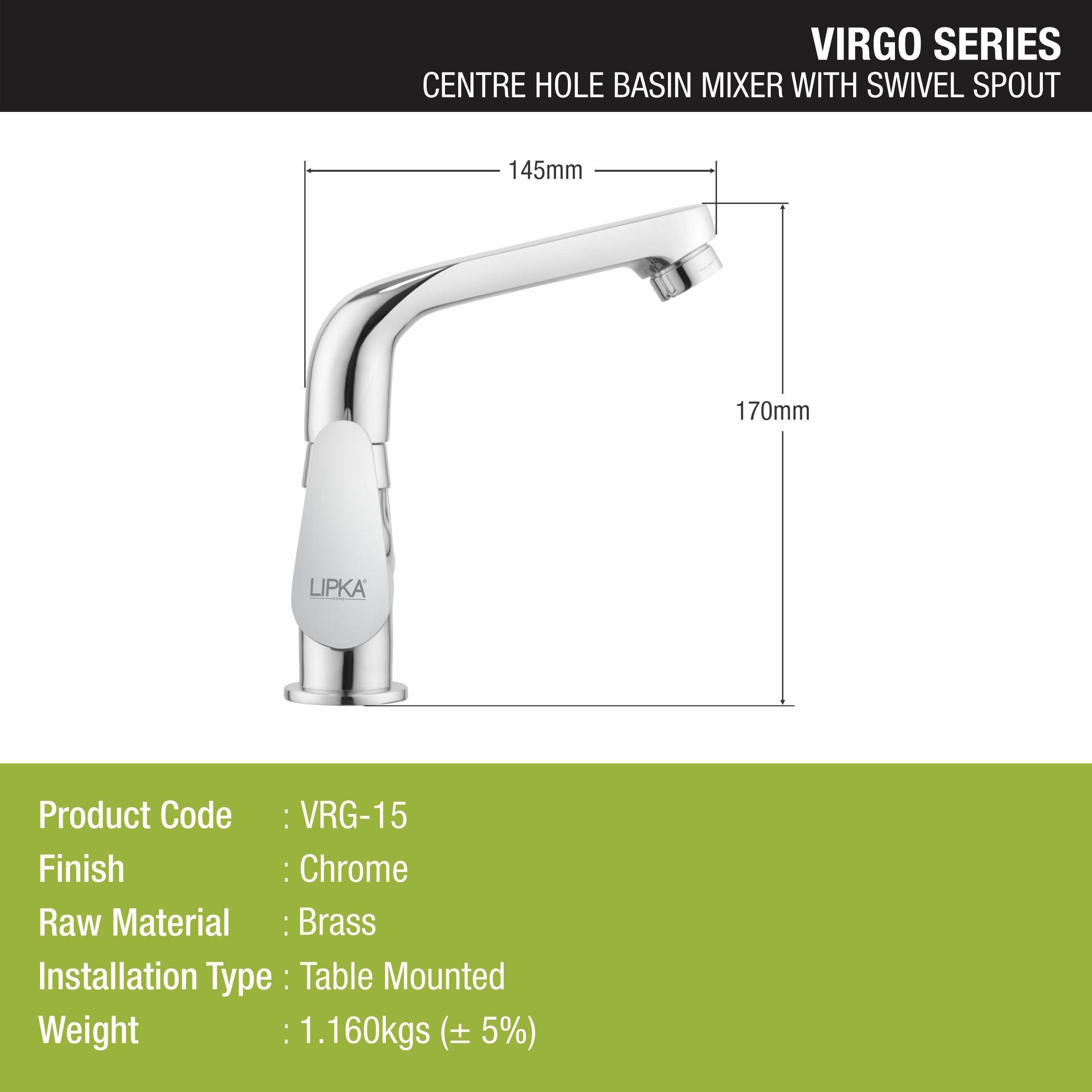 Virgo Centre Hole Basin Mixer with Swivel Spout Faucet - LIPKA - Lipka Home