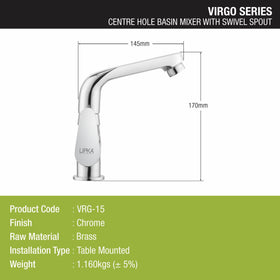 Virgo Centre Hole Basin Mixer with Swivel Spout Faucet - LIPKA - Lipka Home