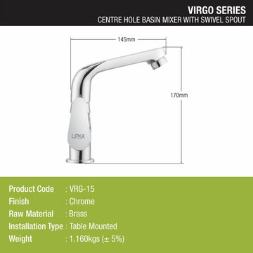 Virgo Centre Hole Basin Mixer with Swivel Spout Faucet - LIPKA - Lipka Home