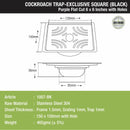 Purple Exclusive Square Flat Cut Floor Drain in Black PVD Coating (6 x 6 Inches) with Hole & Cockroach Trap - LIPKA - Lipka Home