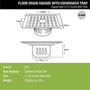 Agni Square Floor Drain (6 x 6 Inches) with Hole and Cockroach Trap- LIPKA - Lipka Home