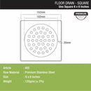 UNO Square Floor Drain (6 x 6 Inches) - LIPKA - Lipka Home