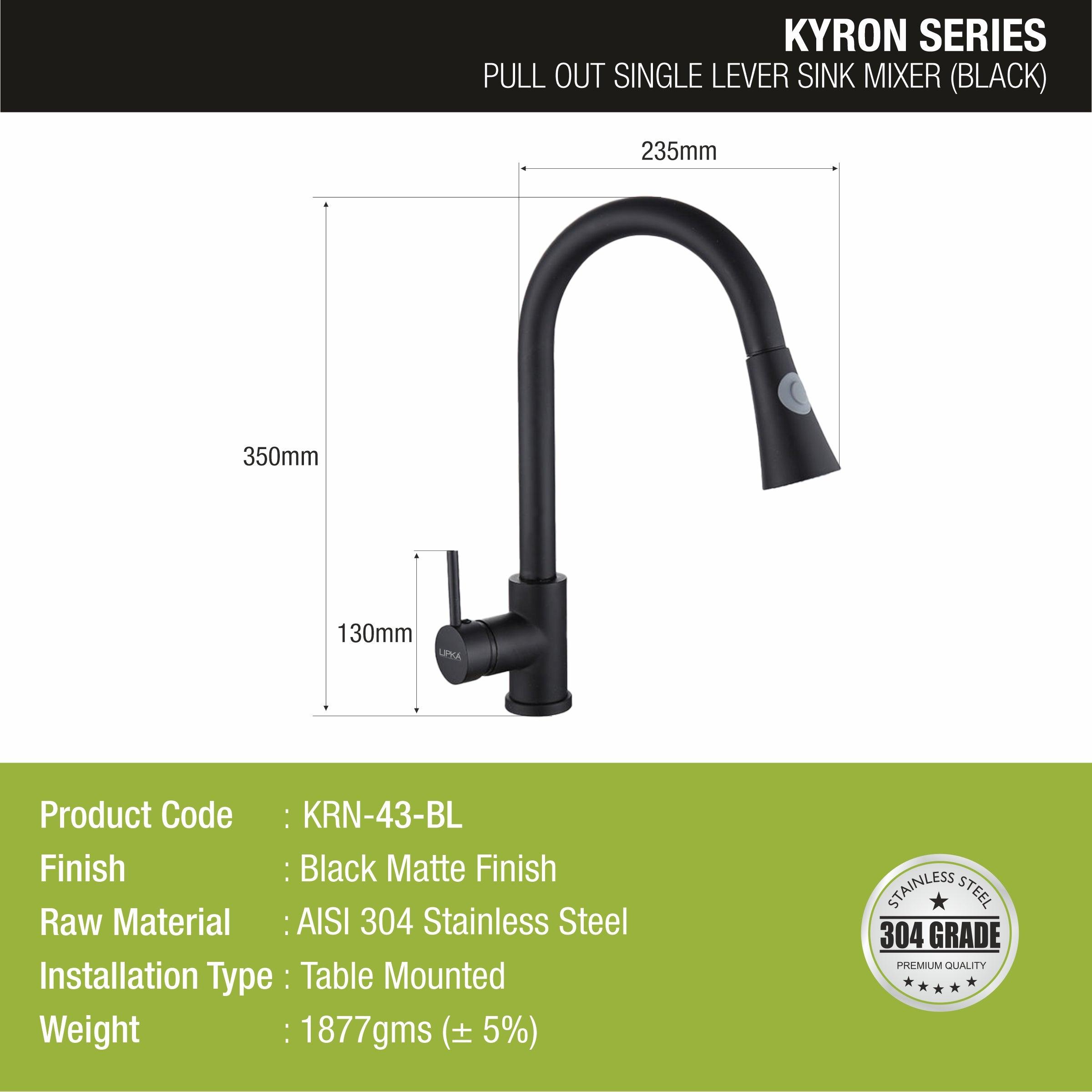 Kyron Single Lever 304-Grade Pull-out Mixer Faucet with Swivel Spout & Dual Flow (Black) - LIPKA - Lipka Home