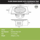 Square Floor Drain (5 x 5 Inches) with Hinge and Cockroach Trap - LIPKA - Lipka Home