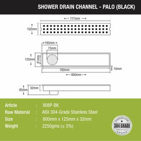 Palo Shower Drain Channel - Black (32 x 5 Inches) - LIPKA - Lipka Home