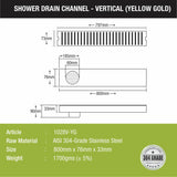 Vertical Shower Drain Channel - Yellow Gold (32 x 3 Inches) - LIPKA