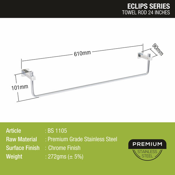 Eclipse Towel Rod (24 Inches) - LIPKA - Lipka Home