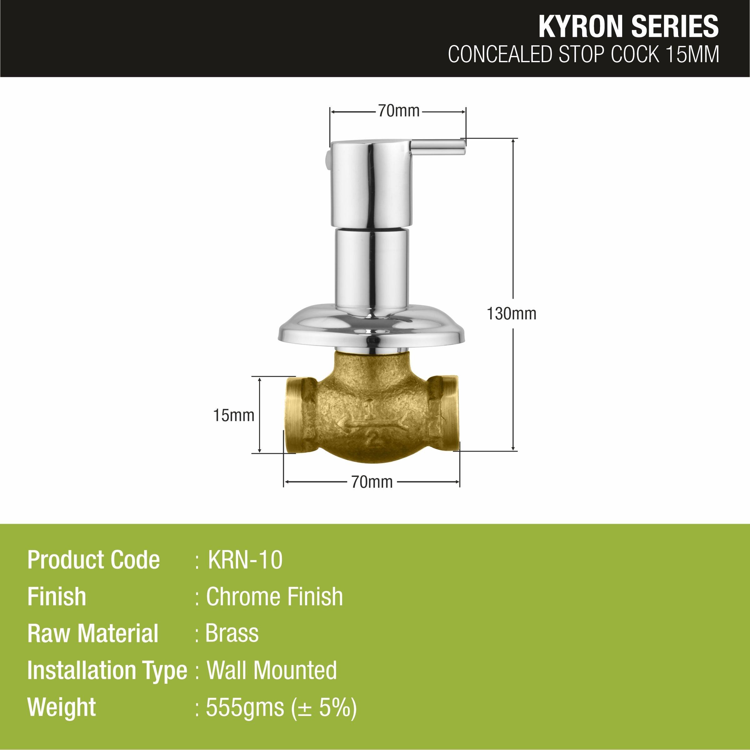 Kyron Concealed Stop Valve (15mm) Brass Faucet sizes and dimensions