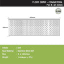 Palo Commercial 304-Grade Floor Drain (8 x 24 Inches) - LIPKA-2