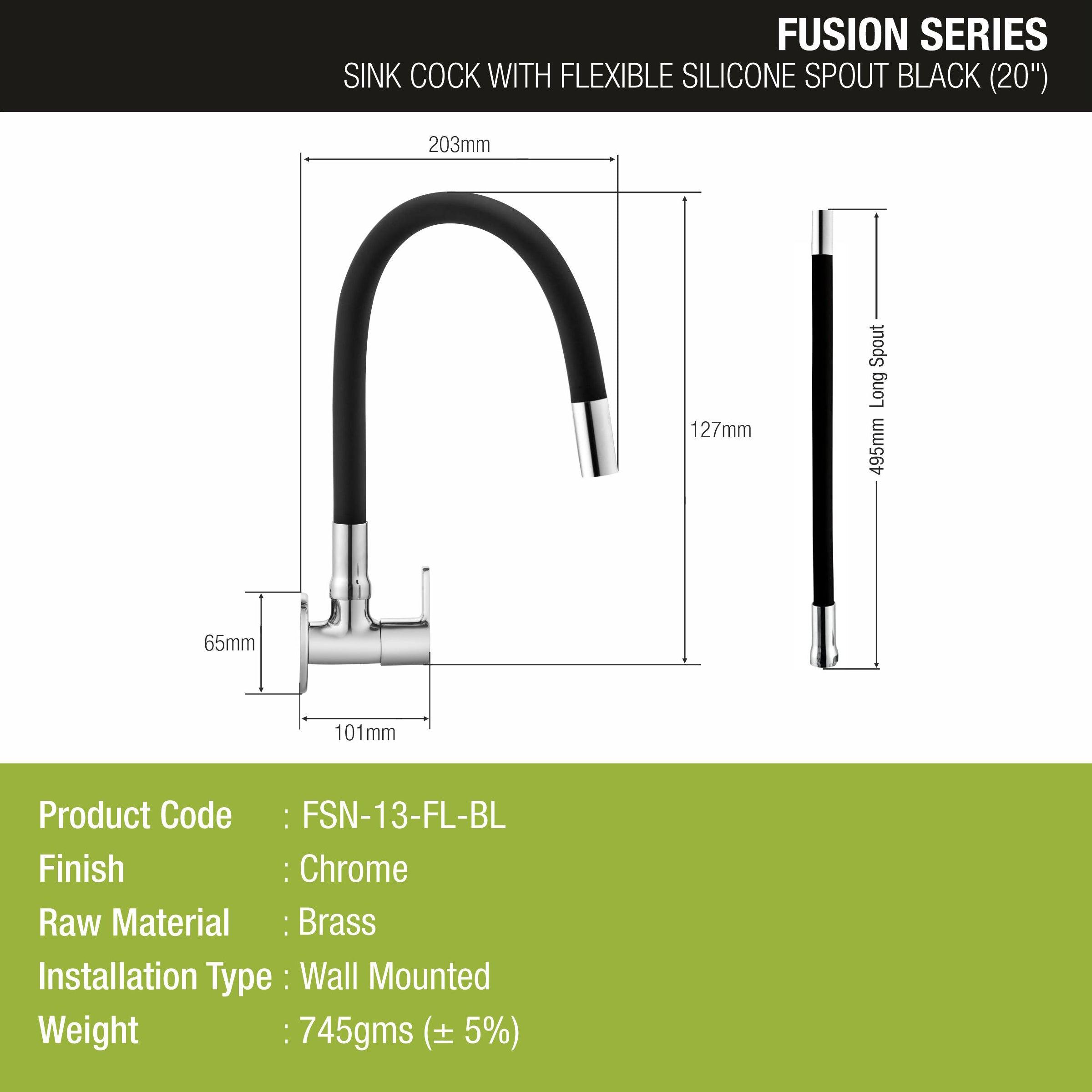 Fusion Sink Tap Brass Faucet with Flexible Silicone Spout (Black) - LIPKA - Lipka Home