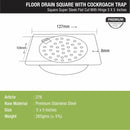 Super Sleek Square Flat Cut Floor Drain (5 x 5 Inches) with Hinge and Cockroach Trap - LIPKA - Lipka Home