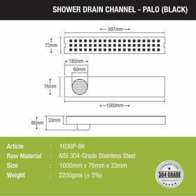 Palo Shower Drain Channel - Black (40 x 3 Inches) - LIPKA - Lipka Home