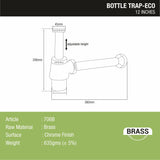 ECO Brass Bottle Trap CP (12 Inches) - LIPKA