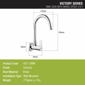 Victory Sink Tap with Medium (15 Inches) Round Swivel Spout Brass Faucet - LIPKA - Lipka Home