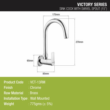 Victory Sink Tap with Medium (15 Inches) Round Swivel Spout Brass Faucet - LIPKA - Lipka Home