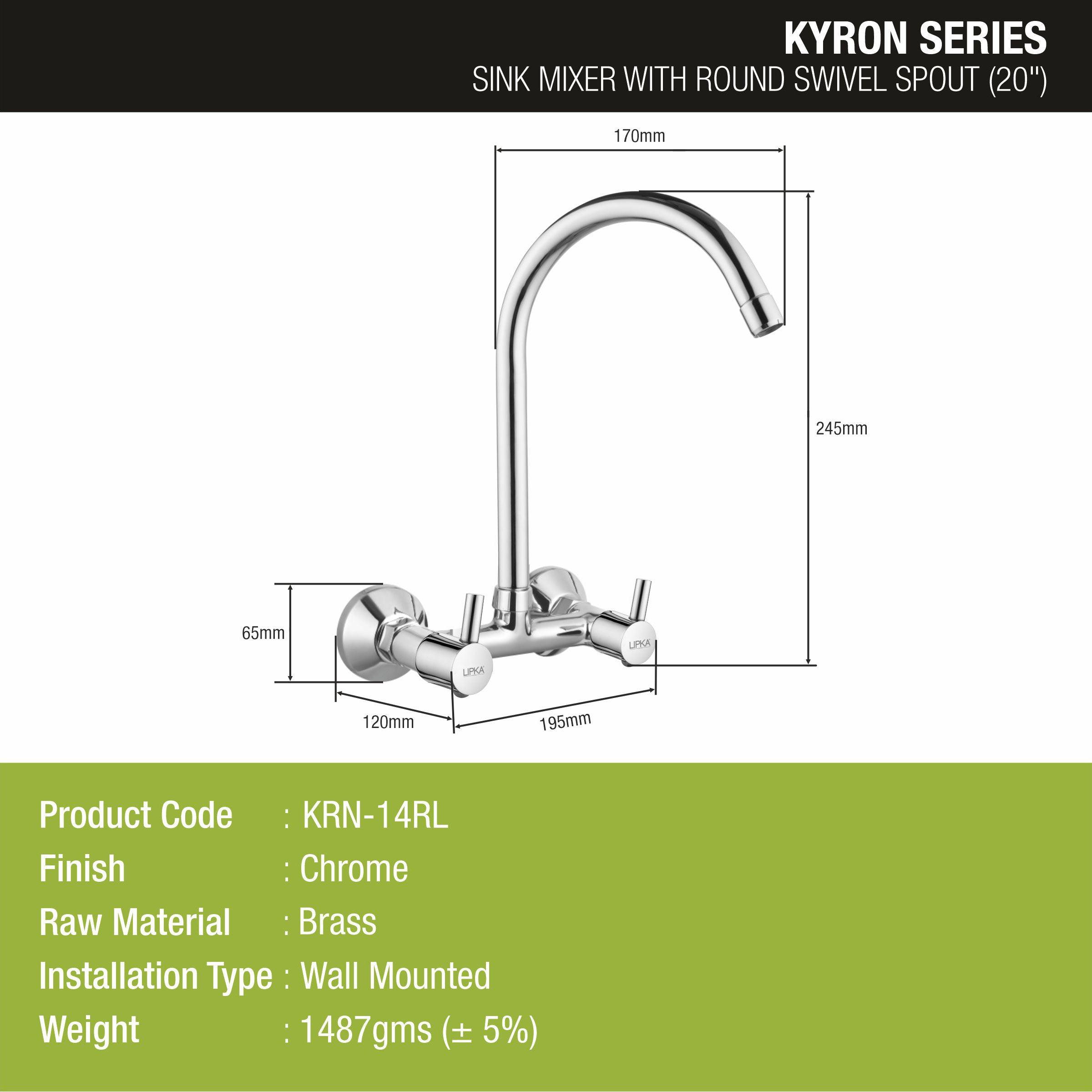 Kyron Sink Mixer Brass Faucet with Round Swivel Spout (20 Inches) - LIPKA - Lipka Home