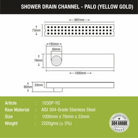 Palo Shower Drain Channel - Yellow Gold (40 x 3 Inches) - LIPKA - Lipka Home