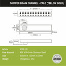 Palo Shower Drain Channel - Yellow Gold (24 x 5 Inches) - LIPKA - Lipka Home