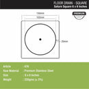 Saturn Square Floor Drain (6 x 6 Inches) - LIPKA - Lipka Home