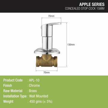 Apple Concealed Stop Valve (15mm) Brass Faucet - LIPKA - Lipka Home