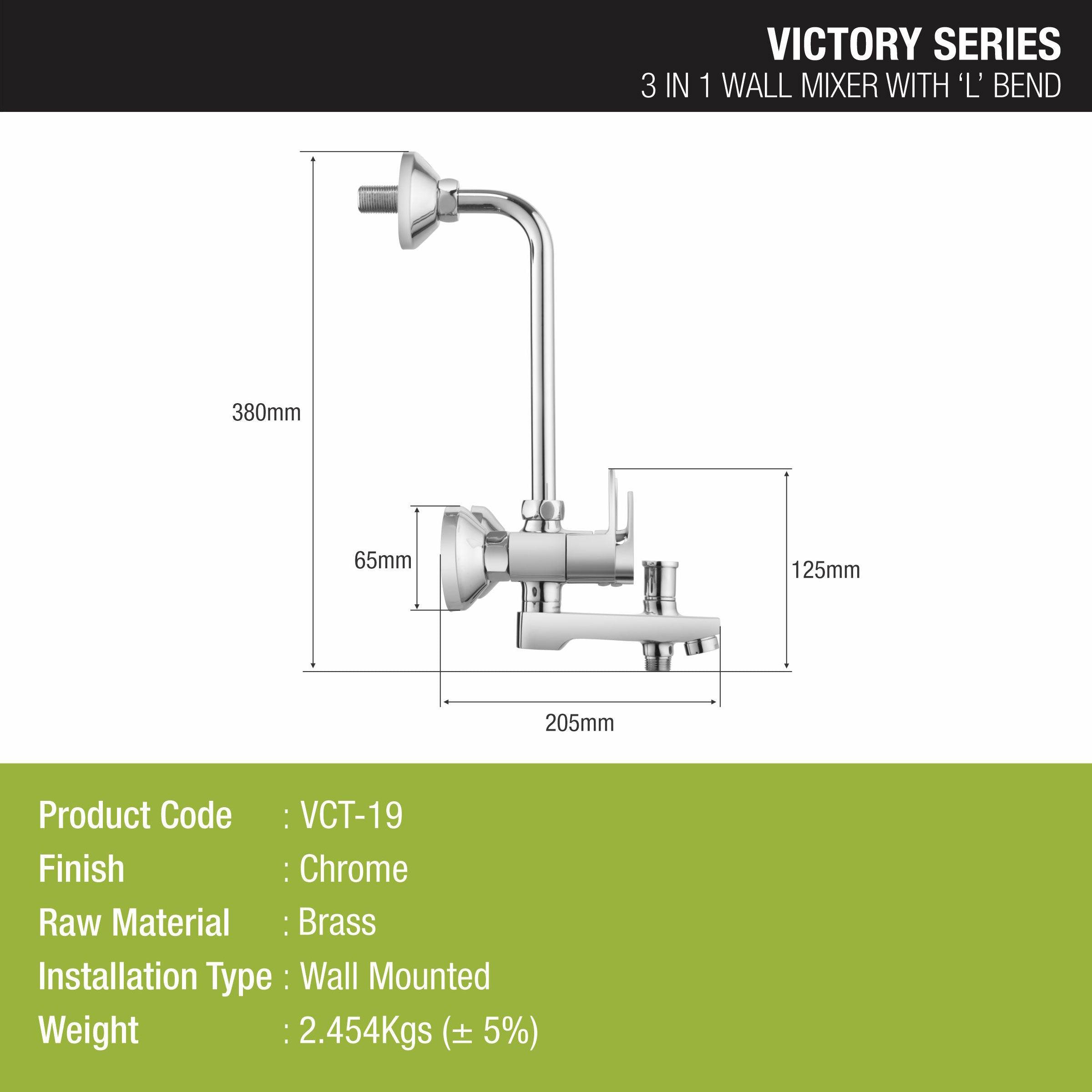 Victory 3 in 1 Wall Mixer Brass Faucet with L Bend - LIPKA - Lipka Home