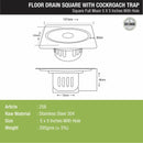 Full Moon Square Floor Drain (5 x 5 Inches) with Hole and Cockroach Trap - LIPKA - Lipka Home