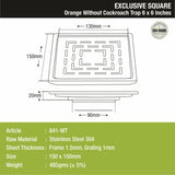 Orange Exclusive Square Floor Drain (6 x 6 Inches) - LIPKA