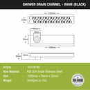 Wave Shower Drain Channel - Black (48 x 3 Inches) - LIPKA - Lipka Home