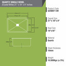 Crystal White Quartz Single Bowl Kitchen Sink (21 x 18 x 9 Inches) - LIPKA - Lipka Home