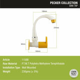 Pecker Sink Tap with Swivel Spout PTMT Faucet sizes and dimensions