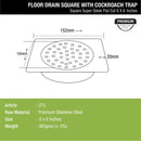 Super Sleek Square Flat Cut Floor Drain (6 x 6 Inches) with Cockroach Trap - LIPKA - Lipka Home