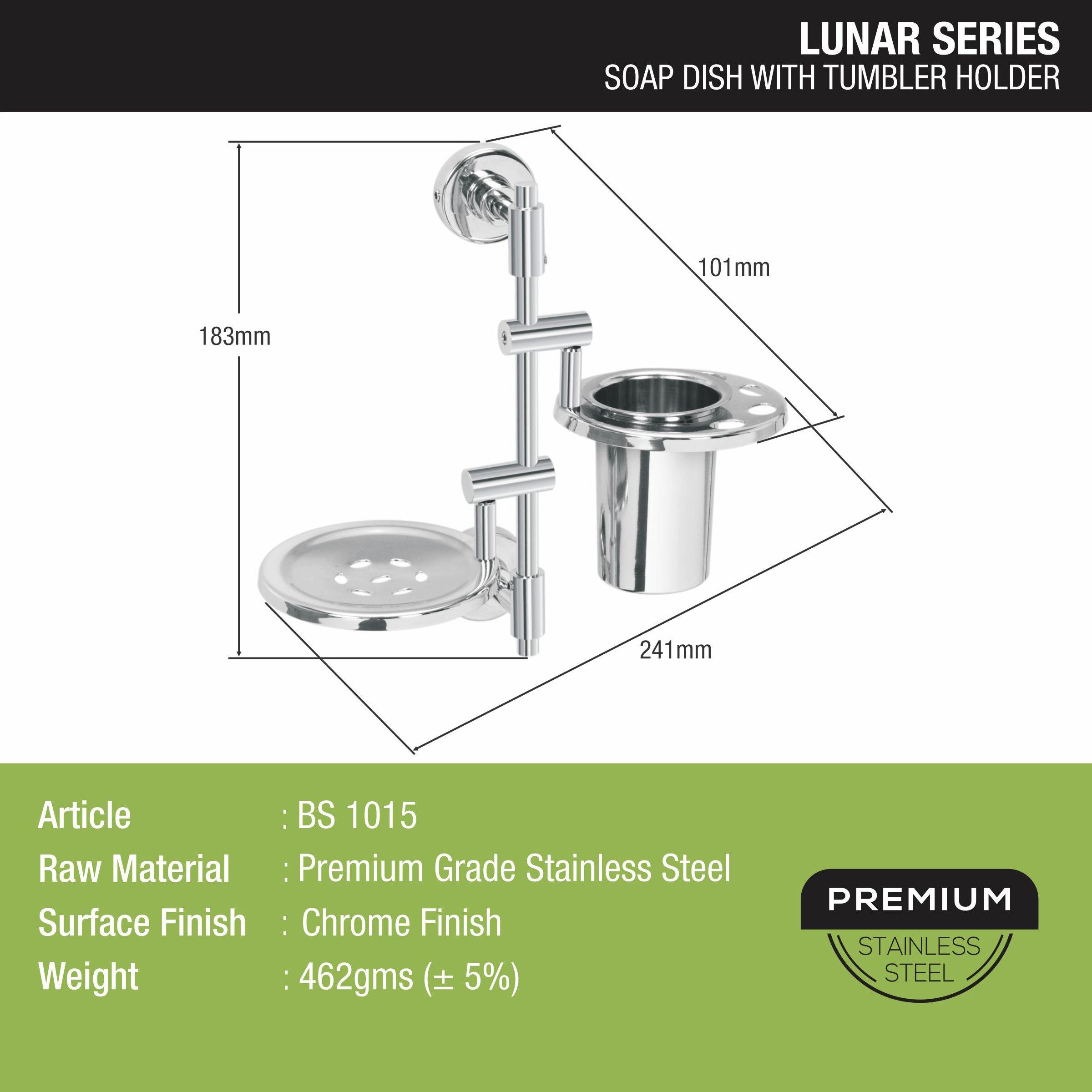 Lunar Soap Dish with Tumbler Holder size and dimension