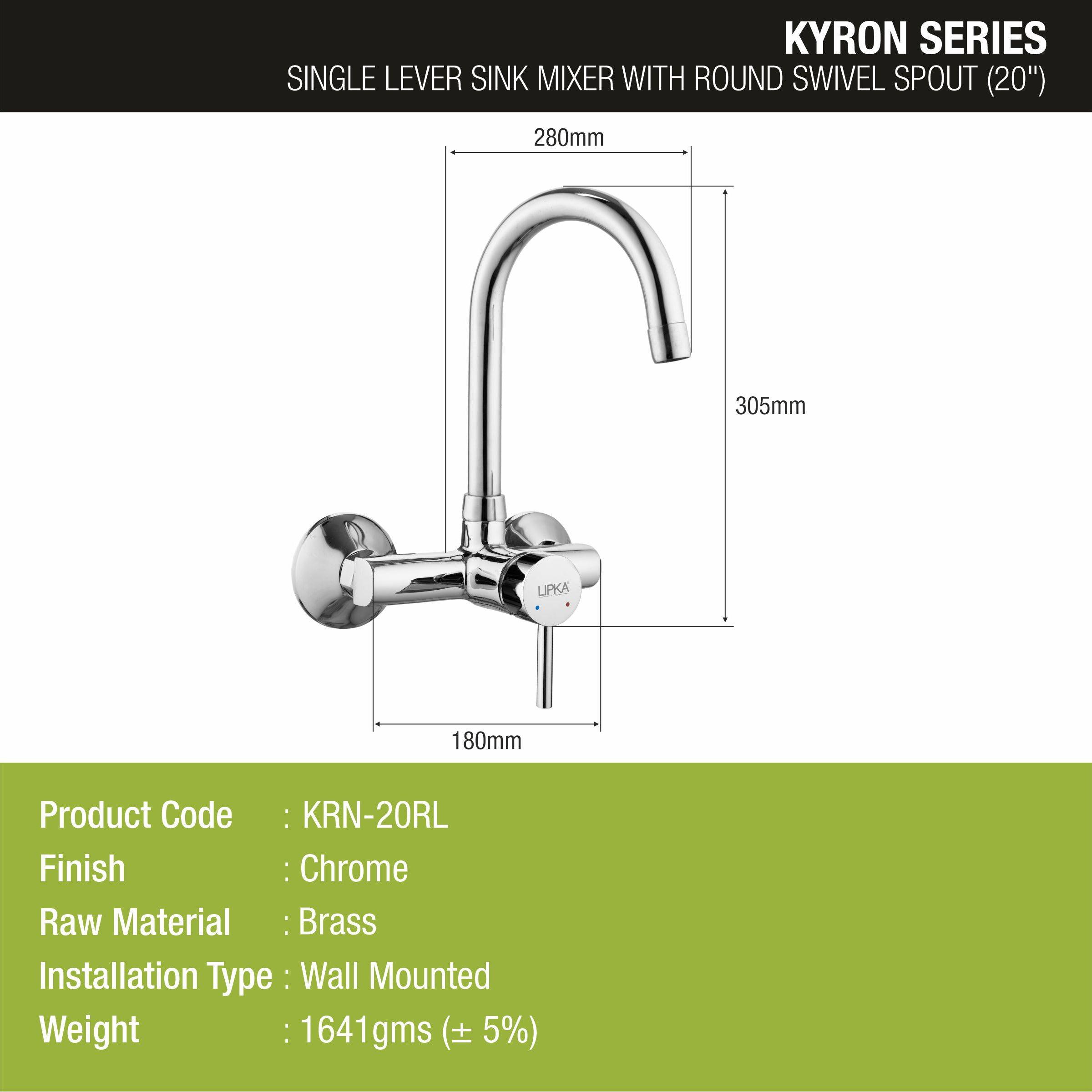 Kyron Single Lever Sink Mixer with Swivel Spout (20 Inches) - LIPKA - Lipka Home