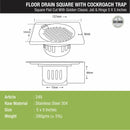 Golden Classic Jali Square Flat Cut Floor Drain (5 x 5 Inches) with Hinge and Cockroach Trap - LIPKA - Lipka Home