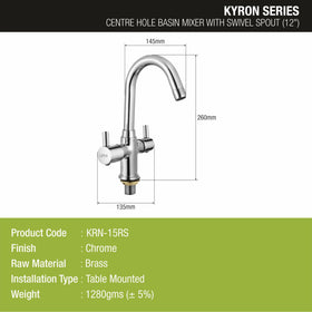 Kyron Centre Hole Basin Mixer Brass Faucet with Round Swivel Spout (12 Inches) - LIPKA - Lipka Home