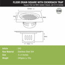 Golden Classic Jali Square Flat Cut Floor Drain (5 x 5 Inches) with Cockroach Trap - LIPKA - Lipka Home