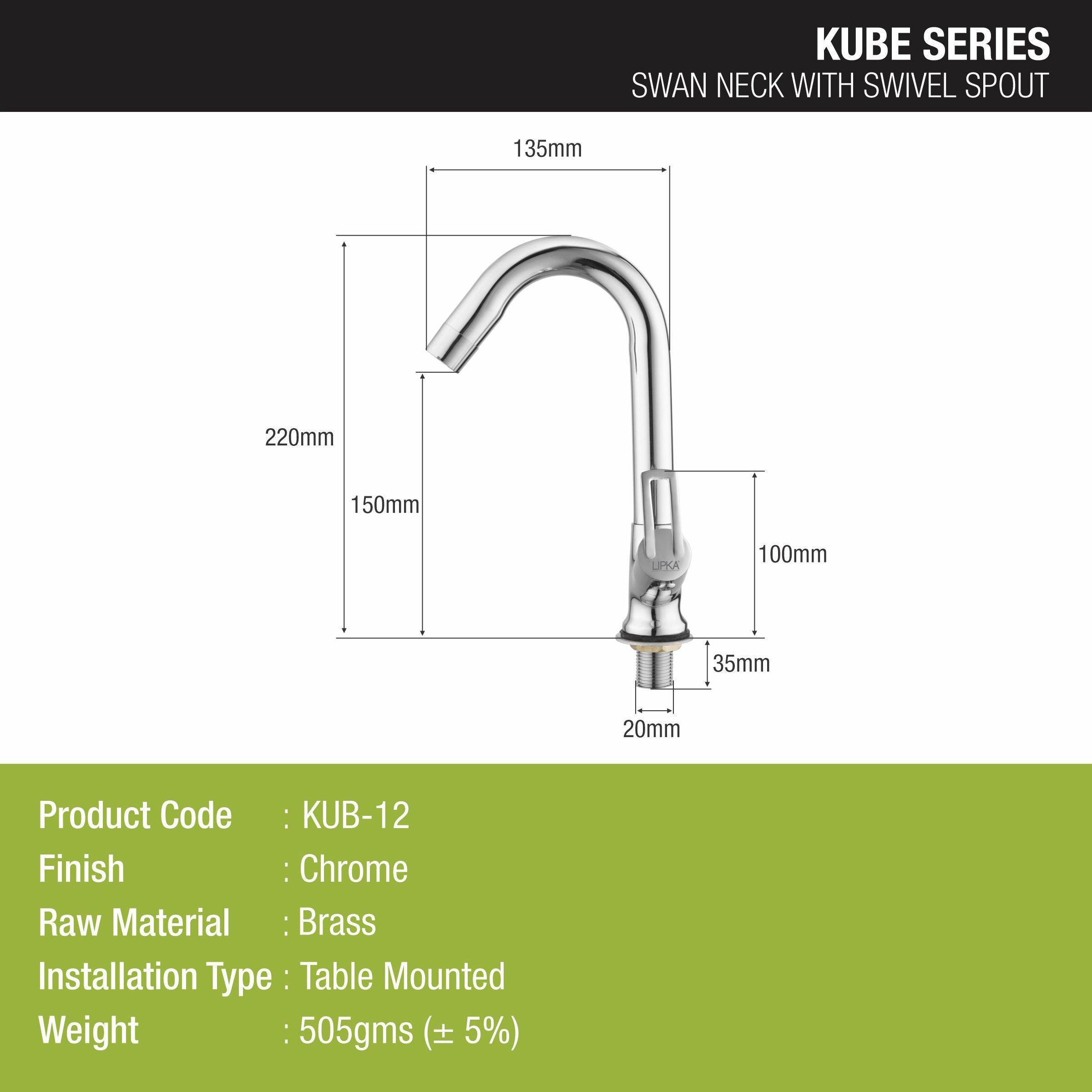 Kube Swan Neck Brass Faucet with Swivel Spout - LIPKA - Lipka Home