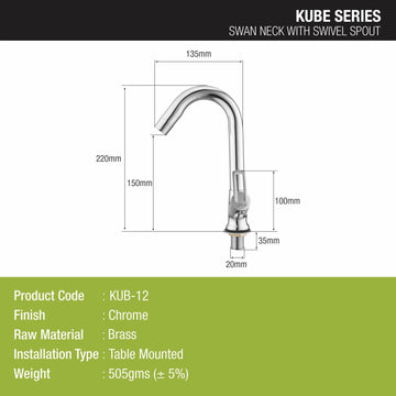 Kube Swan Neck Brass Faucet with Swivel Spout - LIPKA - Lipka Home