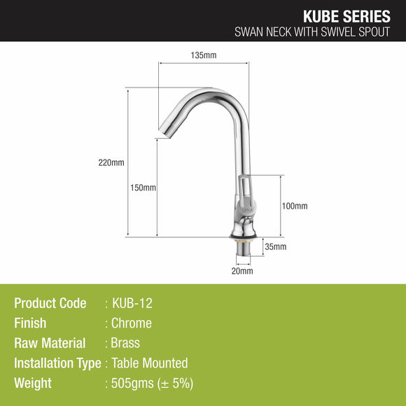 Kube Swan Neck Brass Faucet with Swivel Spout - LIPKA - Lipka Home