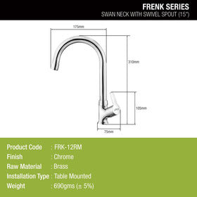 Frenk Swan Neck Brass Faucet with Round Swivel Spout (15 Inches) - LIPKA - Lipka Home