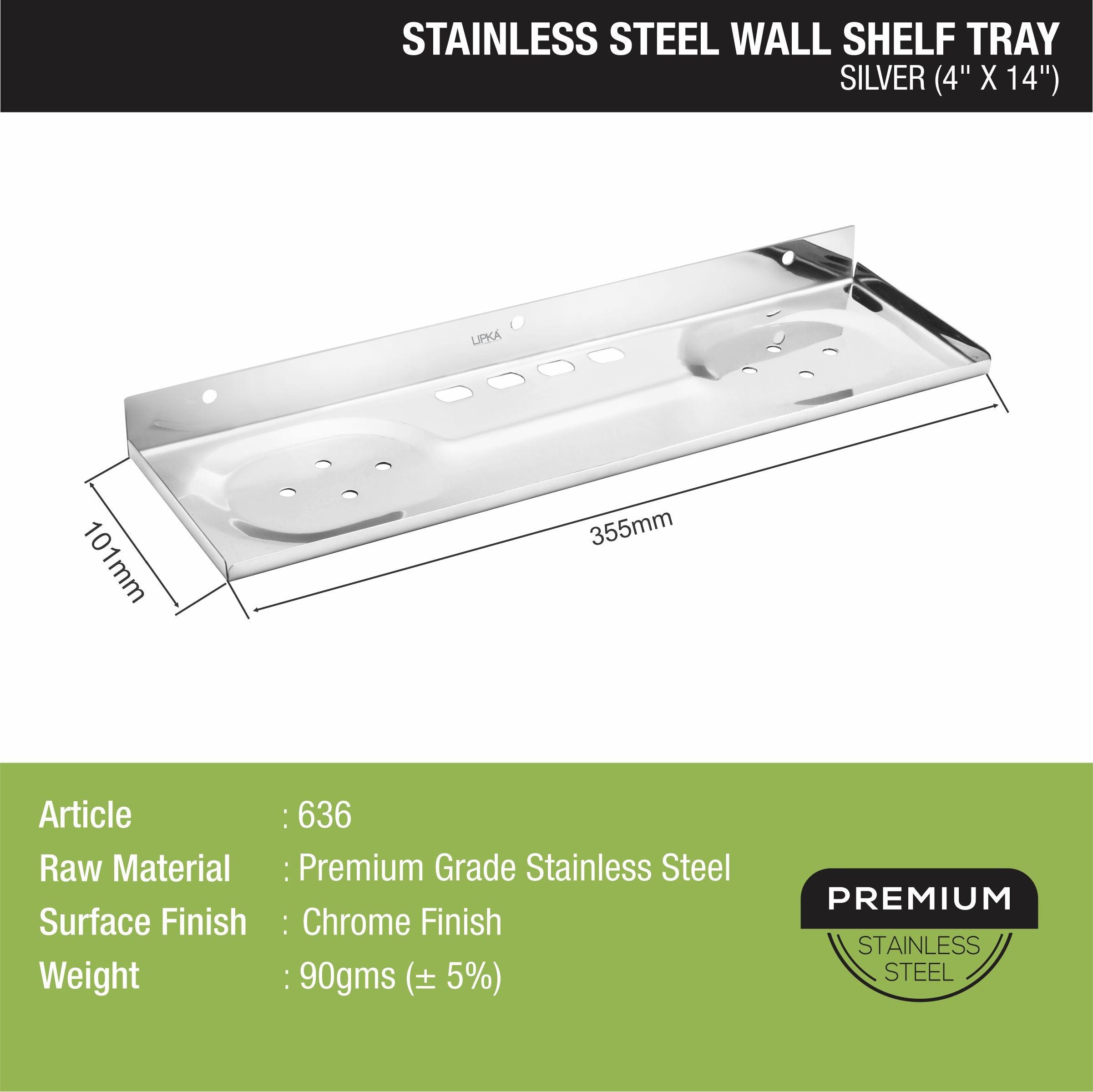 Silver Wall Shelf Tray (4 x 14 Inches) size and delivery