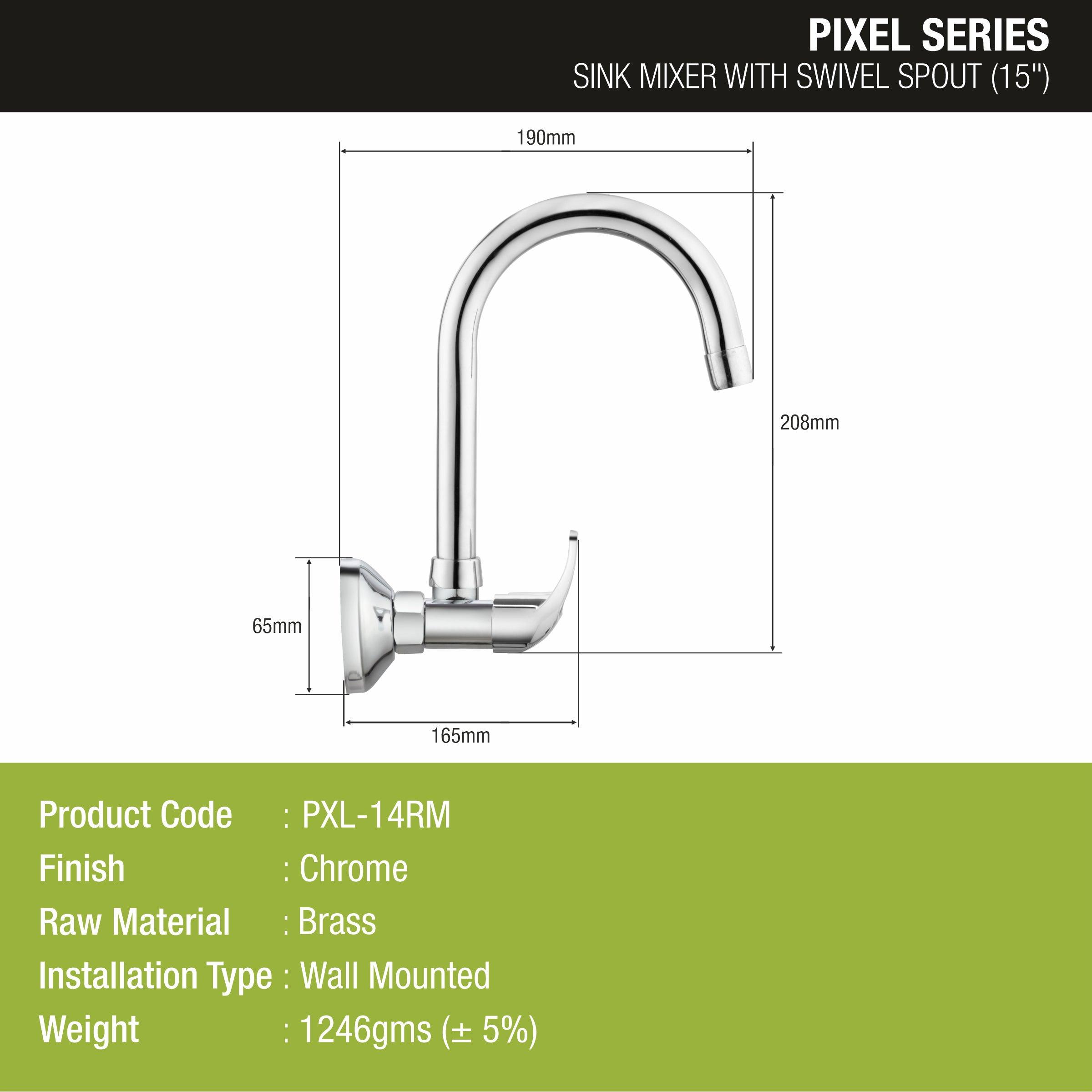 Pixel Centre Hole Basin Mixer Brass Faucet with Round Swivel Spout (15 Inches) - LIPKA - Lipka Home