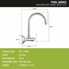Pixel Sink Mixer Brass Faucet with Round Swivel Spout (15 Inches) - LIPKA - Lipka Home