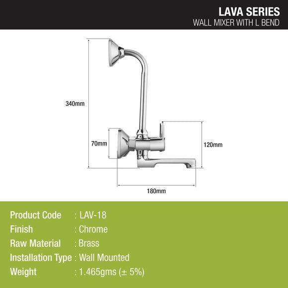 Lava Wall Mixer Brass Faucet with L Bend - LIPKA - Lipka Home