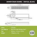 Vertical Shower Drain Channel - Black (24 x 4 Inches) - LIPKA - Lipka Home