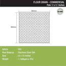 Palo Commercial 304-Grade Floor Drain (12 x 12 Inches) - LIPKA-2