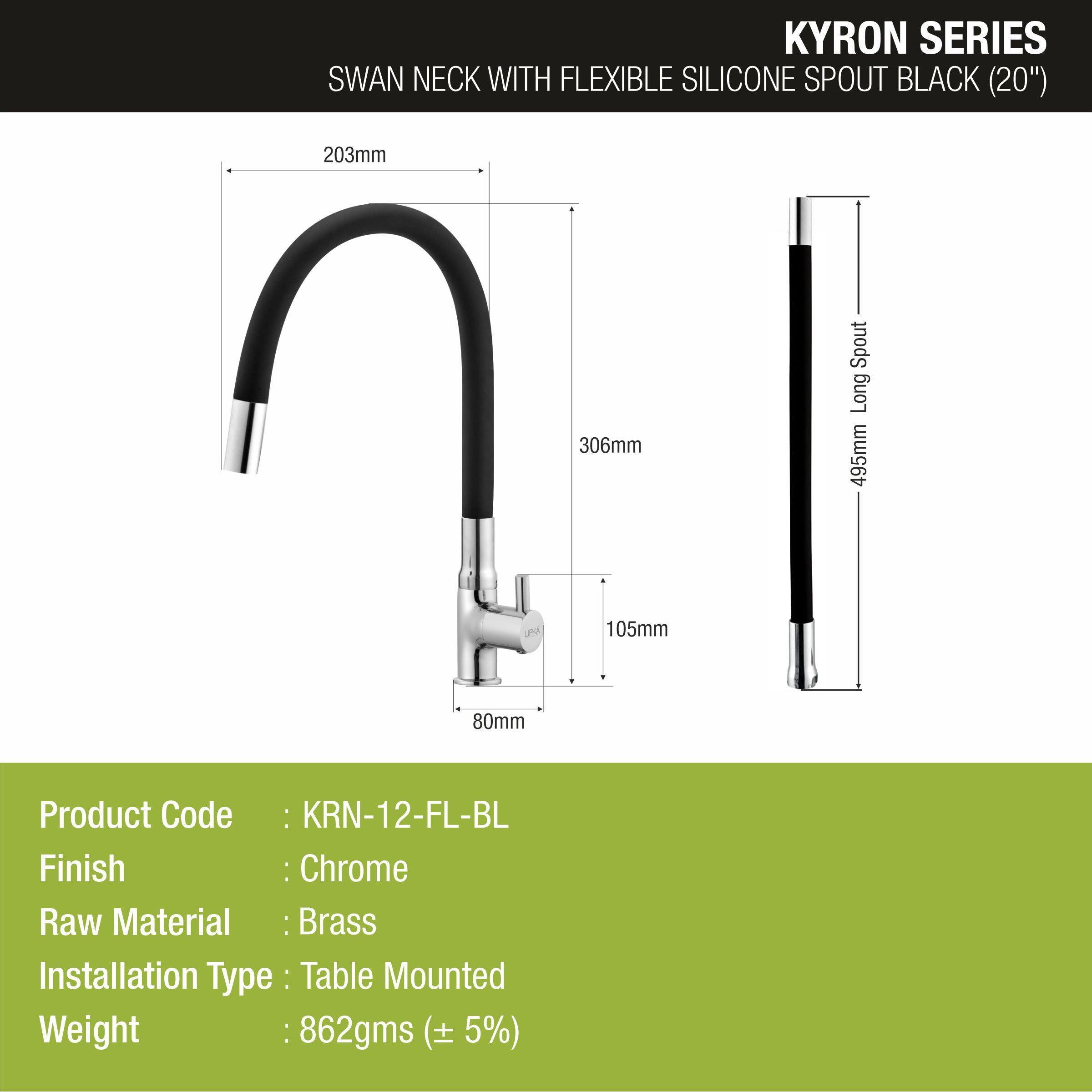 Kyron Swan Neck Brass Faucet with Flexible Silicone Spout (Black) - LIPKA - Lipka Home