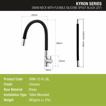 Kyron Swan Neck Brass Faucet with Flexible Silicone Spout (Black) - LIPKA - Lipka Home
