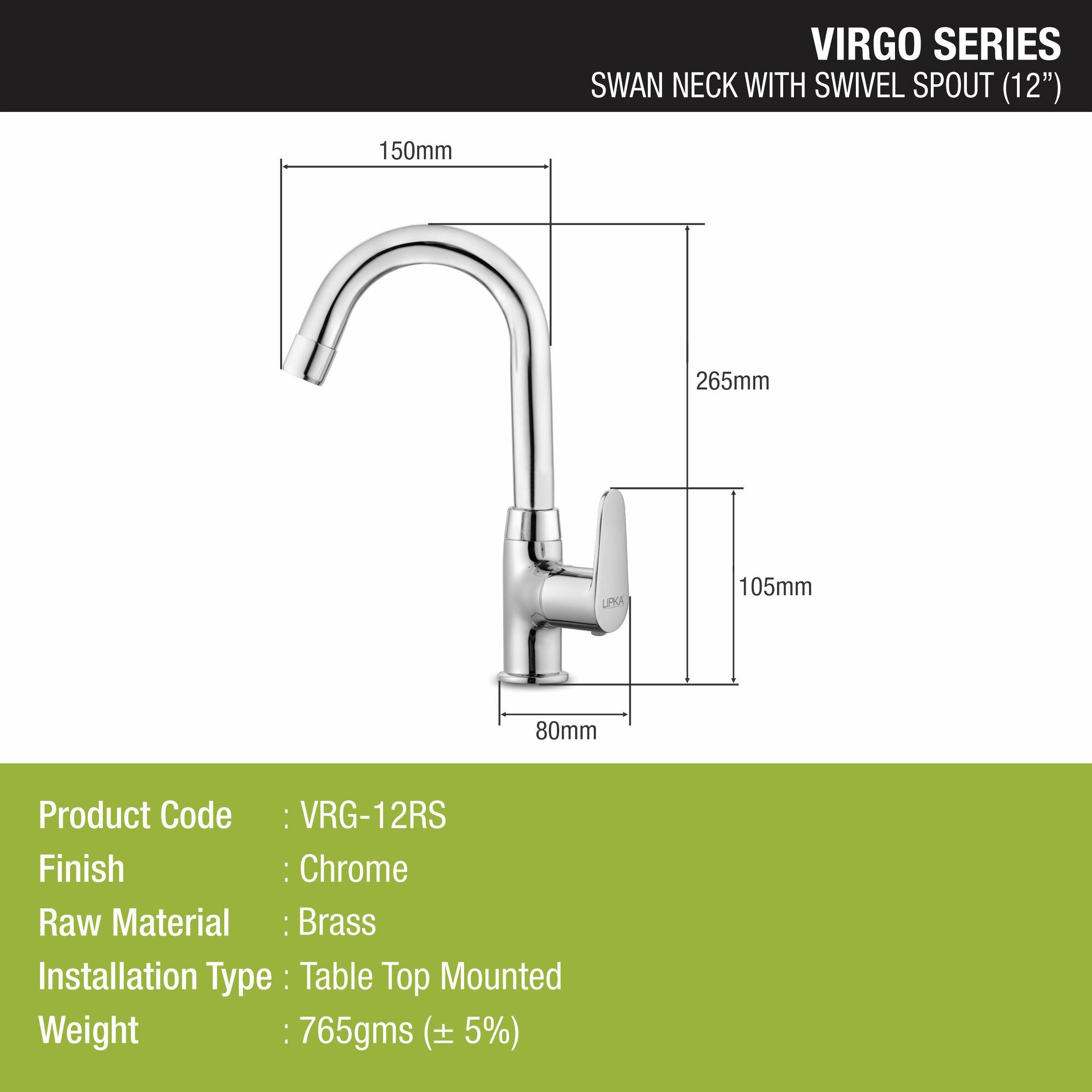 Virgo Swan Neck with Small (12 Inches) Round Swivel Spout Faucet - LIPKA - Lipka Home