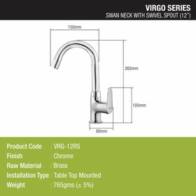 Virgo Swan Neck with Small (12 Inches) Round Swivel Spout Faucet - LIPKA - Lipka Home